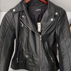 Vegan Leather Quilted Moto Jacket (Express)